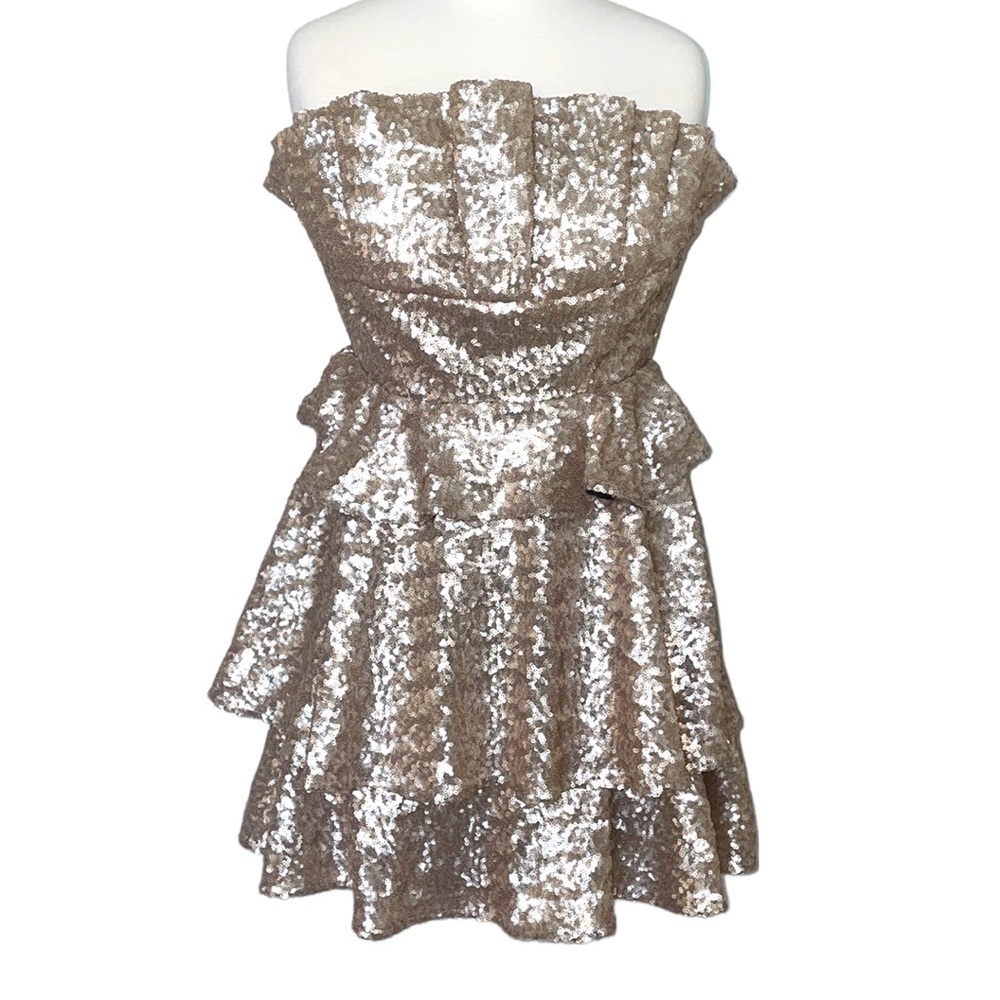 HOUSE OF HARLOW 1960 x REVOLVE metallic sequin rose gold dress size small